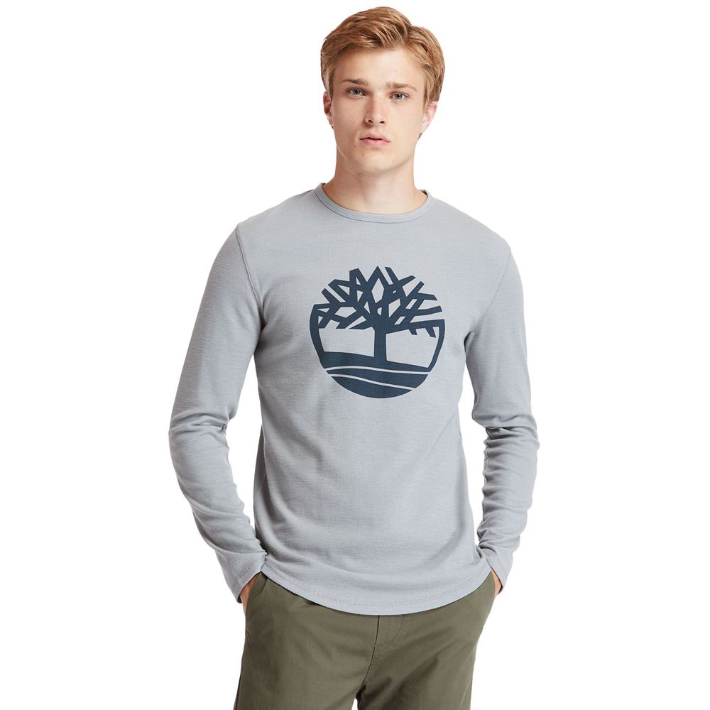 Tricouri Timberland Barbati Gri - Dyer River Slim-Fit Tree-Logo - Romania - NUHVFB367